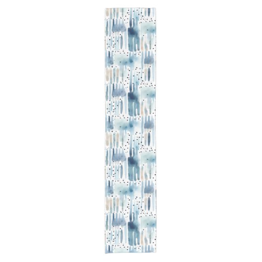 Modernes Aquarellblau Abstraktes Muster Kurzer Tischläufer (Vorderseite)