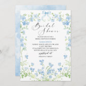 Modernes Aquarellblau Blumen Brautparty Einladung (Vorne/Hinten)