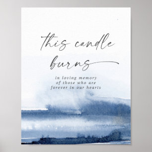 Modernes Aquarellblau Diese Kerze macht Memorial Poster