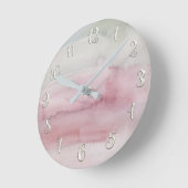 Modernes Aquarellblau Rosa Glam Custom Runde Wanduhr (Winkel)