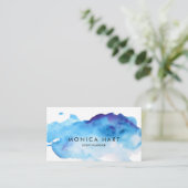 Modernes Aquarellblau Visitenkarte (Stehend Vorderseite)