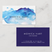 Modernes Aquarellblau Visitenkarte (Vorne/Hinten)