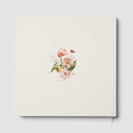 Modernes Aquarellfarben Blumenkuppel Foto Hochgold Gästebuch (Rückseite)