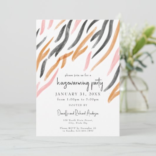 Modernes Aquarellfarben Deko Striptes Party Einladung (Stehend Vorderseite)