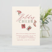 Modernes Aquarellfest Feiertage Feierabend Weihnac Einladung (Stehend Vorderseite)