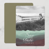 Modernes Aquarellgebirge Save the Date (Vorne/Hinten)