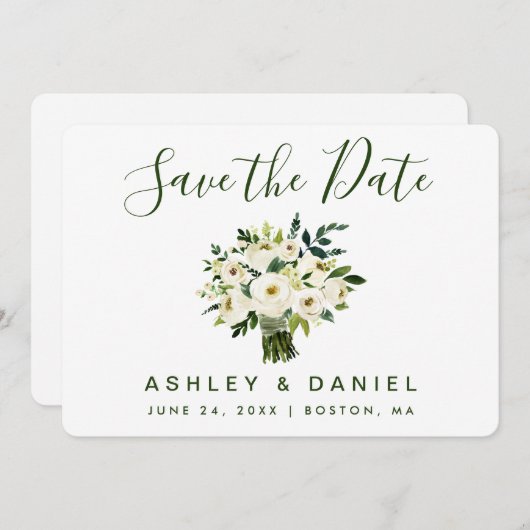 Modernes Aquarellgrün Save the Date (Vorne/Hinten)