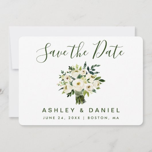 Modernes Aquarellgrün Save the Date (Vorderseite)