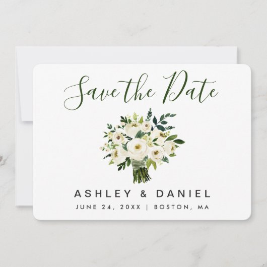 Modernes Aquarellgrün Save the Date B (Vorderseite)
