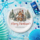 Modernes Aquarellhaus im Wald Pappteller (Party)