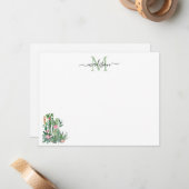 Modernes Aquarellkaktus florale Wüstenmonogramm Mitteilungskarte (Vorderseite/Rückseite Beispiel)