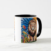 Modernes Aquarelllion Tasse (VorderseiteRechts)