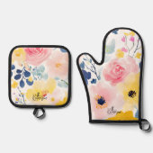 Modernes Aquarellmuster Ofenhandschuh & Topflappen-Set (Vorderseite)