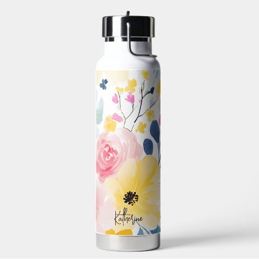 Modernes Aquarellmuster Trinkflasche (Links)