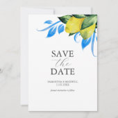 Modernes Aquarellon Lemon Mittelmeer Save The Date (Vorderseite)