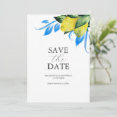 Modernes Aquarellon Lemon Mittelmeer Save The Date (Stehend Vorderseite)