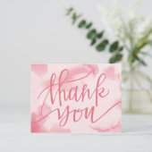 Modernes Aquarellrosa | Vielen Dank, Postcard Postkarte (Stehend Vorderseite)