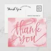 Modernes Aquarellrosa | Vielen Dank, Postcard Postkarte (Vorne/Hinten)