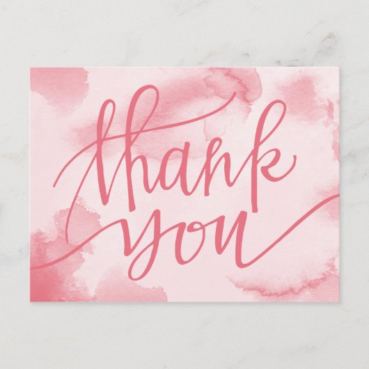 Modernes Aquarellrosa | Vielen Dank, Postcard Postkarte (Vorderseite)