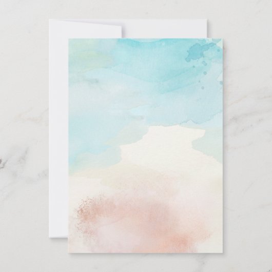 Modernes Aquarellstrand Geachtes Brautparty Einladung (Rückseite)