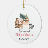 Modernes Aquarelltier erwarten wir Eltern Keramik Ornament (Links)