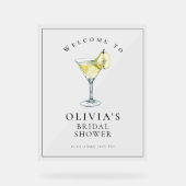 Modernes Aquarellzeichen Birne Martini Brautparty Acrylschild (Vorderseite)