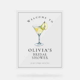 Modernes Aquarellzeichen Birne Martini Brautparty  Acrylschild