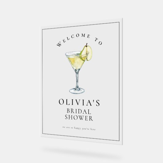 Modernes Aquarellzeichen Birne Martini Brautparty Acrylschild (Winkel)