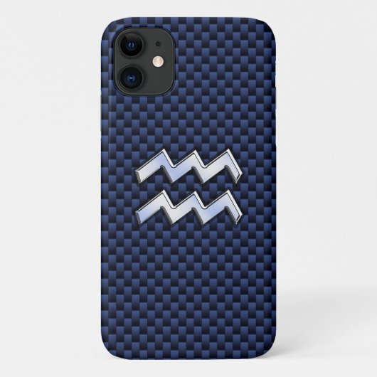 Modernes Aquarius-Zeichen auf der blauen Kohlefase Case-Mate iPhone Hülle (Rückseite)