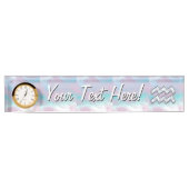 Modernes Aquarius-Zeichen auf Perlmutt Namensplakette