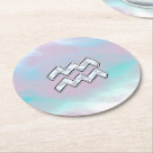 Modernes Aquarius-Zeichen auf Perlmutt Runder Pappuntersetzer (Angewinkelt)