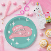 Modernes Aquarius Zodiac Cowgirl Hut Aquamarin Par Pappteller (Party)