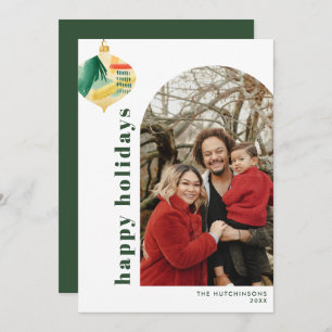 Modernes Arch & Abstraktes Foto mit Wasserfarben Feiertagskarte