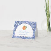 Modernes Arch Blue Tile Citrus Brautparty Dankeskarte (Vorderseite)