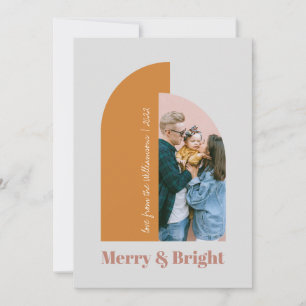 Modernes Arch Blush Dusty Pink Gray Merry Foto 202 Feiertagskarte