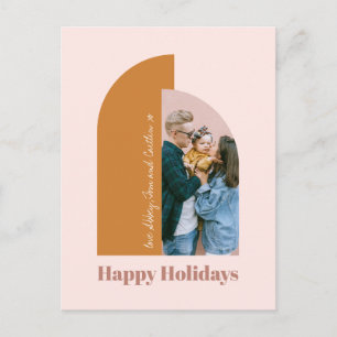 Modernes Arch Blush Dusty Pink Pastel Foto Happy Feiertagspostkarte