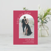 Modernes Arch Boho Hochzeit rettet das Datum (Stehend Vorderseite)