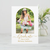 Modernes Arch Calligraphy Foto Gold Abschluss Ankündigung (Stehend Vorderseite)