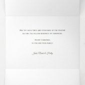 Modernes Arch Floral Weihnachten Chefskript-Foto Dreifach Gefaltete Urlaubskarte (Innenseite Mitte)