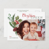 Modernes Arch Floral Weihnachten Chefskript-Foto Postkarte (Vorne/Hinten)