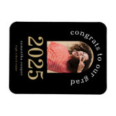 Modernes Arch Foto 2024 Grad Schwarze Ankündigung Magnet (Horizontal)