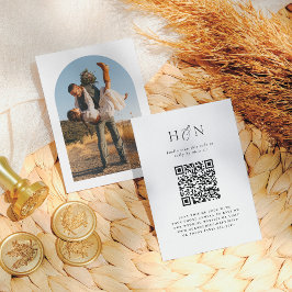 Modernes Arch Foto Ampersand QR Code Wedding RSVP Begleitkarte