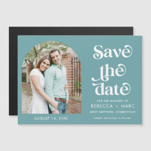 Modernes Arch-Foto Aquamarine Hochzeit retten das Magnetkarte