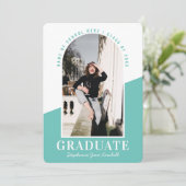 Modernes Arch Foto Aquamariner Abschluss Ankündigung (Stehend Vorderseite)