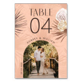 Modernes Arch Foto Bohemisch Boho Wasserfarbe Flor Tischnummer (Rückseite)