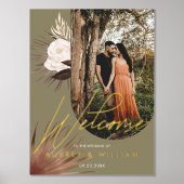 Modernes Arch Foto Boho Wassercolor Florals Hochze Foliendrucke (Vorderseite)