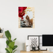 Modernes Arch Foto Burgund Blumenzwiebelhochzeit Poster (Heimbüro)