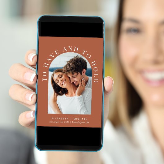 Modernes Arch Foto Burnt Orange Wedding Einladung