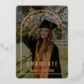 Modernes Arch Foto Chic Grad Party Folieneinladung (Vorderseite)