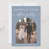 Modernes Arch Foto Dusty Blue Wedding Empfang Einladung (Vorderseite)